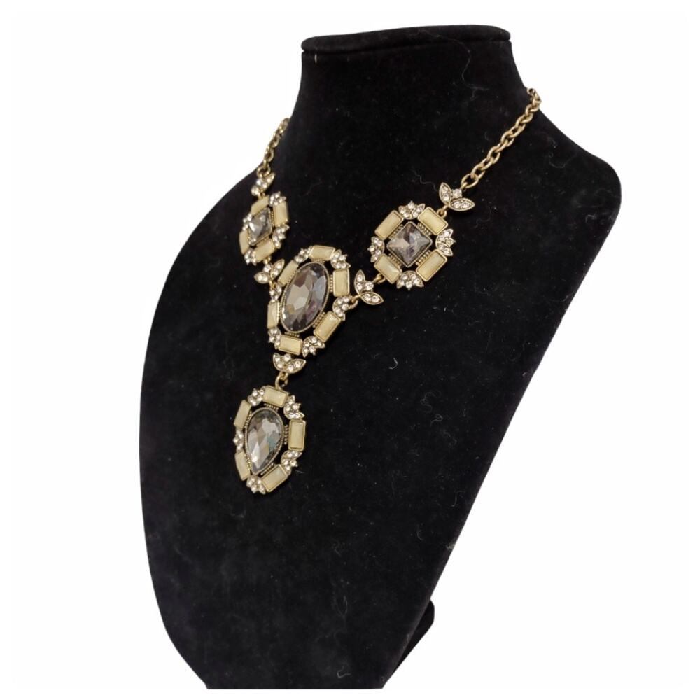 Costume Jewelry Necklace Crystal Pendants Antique Gold Edwardian Bridgerton
